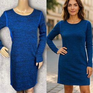 John Jenn Heatherd Blue Long Sleeve‎ Dress Size Small Stretchy Sheath Minimalist